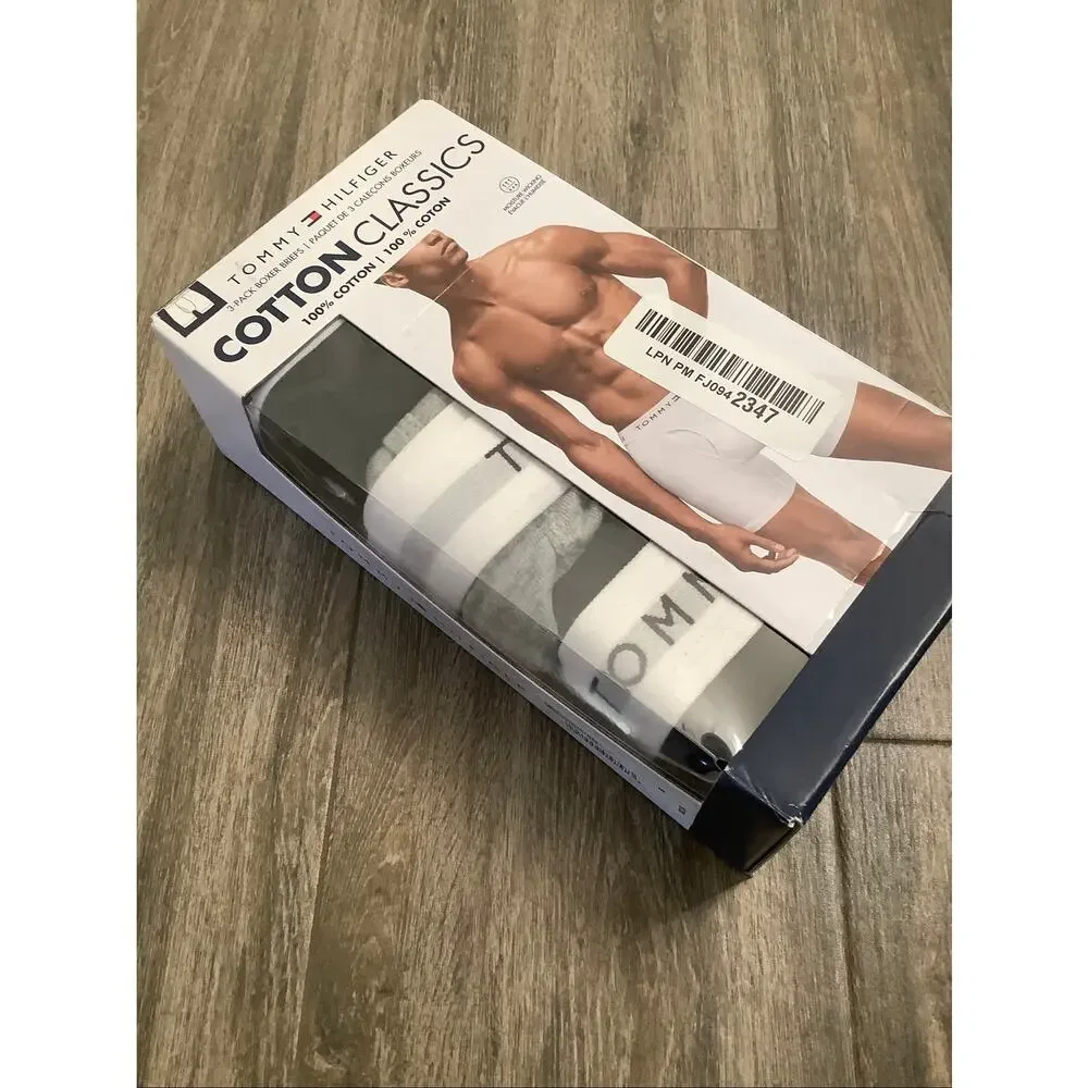 Tommy Hilfiger Sz Medium Gray 3 Pack Cotton Classic Boxer Briefs R6-13